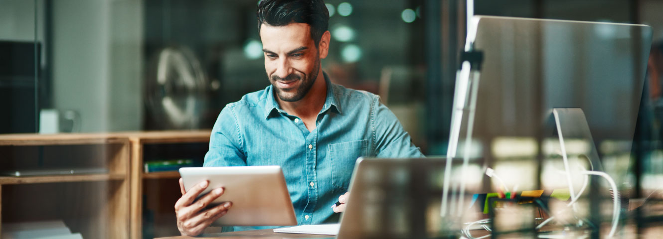 man using a tablet